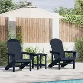 vidaXL Adirondack Stühle 2 Stück Marineblau 74x82x90 cm HDPE, Gartenstühle DesignMöbel Neu