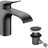Hansgrohe Vivenis Einhebel-Waschtischmischer 80 CoolStart mit Zugstangen-Ablaufgarnitur, Brushed Black Chrome