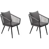 Degamo Gartensessel RIVA, Alu anthrazit + Rope grau, mit Polster grau, 2 Stück