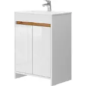 Vicco Waschbeckenunterschrank Lemgo Weiß Hochglanz 2 Teile, Unterschrank 60 cm, Model 40057