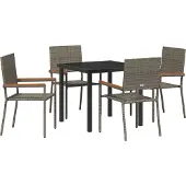 vidaXL Best Möbel 5-teiliges Garten Essset Grau Poly Rattan - Gartenstühle CHY868667