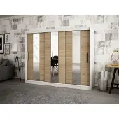 Minio Kleiderschränk 250 cm POLE Weiß matt / Sonoma Eiche