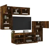vidaXL 5-tlg. Wohnwand mit LED-Beleuchtung Räuchereiche Holzwerkstoff 3216729