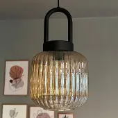 Bamyum Glas Honig Farbe Einzel Kronleuchter Tumbled Lock Head Retro Pendelleuchte