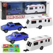 Leantoys Lean Metall-Autobausatz Mit Camper-Anhänger Blau