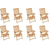 vidaXL Verstellbare Gartenstühle mit Auflagen 8 Stk. Massivholz Teak