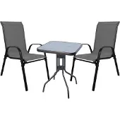 Mojawo Bistro Sitzgarnitur Bistrogarnitur 3-teilig Anthrazit/Schwarz