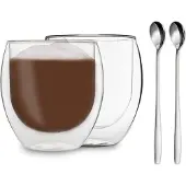Feelino DUOS doppelwandiges Glas 80 ml Thermofunktion inkl. Edelstahl-Löffel