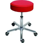 Stier Drehhocker mit Doppelrollen, höhenverstellbare Sitzhöhe 540-720mm, dicke Polsterung, widerstandsfähiger Bezug aus Kunstleder, Rot