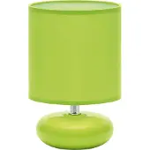Licht-Erlebnisse Tischlampe Stoff Keramik E14 20 cm Grün rund Retro Keramikleuchte