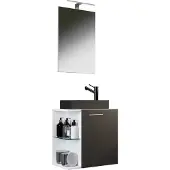 VCM 3-tlg Set | Waschplatz für Gäste WC | Gästebad | Waschtisch mit Spiegel | Badezimmer Set – Hausa SP-BL