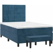 Syfax Boxspringbett mit Matratze Dunkelblau 120x190 cm Samt