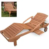 HECHT ERA Gartenliege aus Meranti Holz mit Tisch | 195 x 60 x 32 cm | Witterungsfest