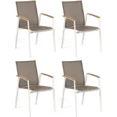 SonnenPartner 4er-Set Stapelstühle Fresno Aluminium/Textilen weiß Stapelstuhl