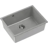 Quadron Spülbecken 1-Becken Spüle | Größe: 40 x 53,5 x 20,5 cm | ALEC 50 | Küchenspüle Granitspüle aus GraniteQ mit Siphon | Grau & Stahl