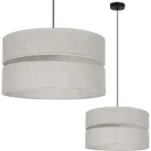 Light11 HOME Duo Schwarze Leinen-Hängelampe 1 Flache Licht Beige L01 Lampenschirm 40Cm
