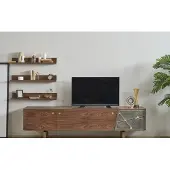 JV Möbel Wohnzimmer Wohnwand Holz Designer TV-Schrank 3x Braune Regale Luxus Set