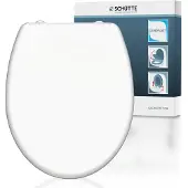 Schutte WC Sitz WHITE, Duroplast Toilettendeckel mit Absenkautomatik und Schnellverschluss