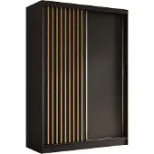 AX Living Cabinio Kleiderschrank 150 cm Schwarz mit Artisan Lamellen