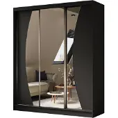 Beautysofa Schwebetürenschrank VOX 180 cm – Kleiderschrank mit Spiegel & Schiebetüren (Schwarz)