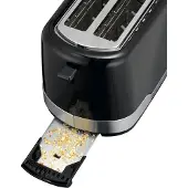 BURI Toaster Schwarz Edelstahl 2 Scheiben Brötchenaufsatz Krümelschublade