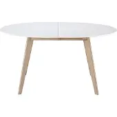 Miliboo - Tisch ausziehbar oval Weiß und helles Holz L150-200 LEENA