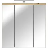 Forte VERIS Spiegelschrank 70, moderner Badezimmerschrank mit Spiegel, Hängeschrank,Holzwerkstoff, Artisan Eiche Holzdekor mit Weiß, 68,6 cm breit x 68,1 cm hoch x 20 cm tief