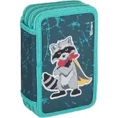 Spirit Schüler Etui 28 teilig 3-Zipper Mäppchen RACCON Waschbär