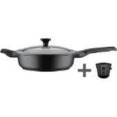 GSW Bratpfanne "Easy Click" Aluminiumguss 2 Stk. tlg. incl. Glasdeckel, abnehmbarer Griff, Ø 28 cm, hoher Rand, Induktion