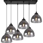 Light11 HOME Venice Hängelampe 6 Flache Graphit-Lampenschirme E27