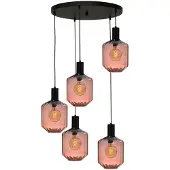 Masterlight Pendelleuchte Porto 5-flammig Glas Rot-Transparent Ø60cm