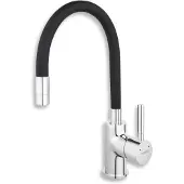 Novaservis freistehende Spültischarmatur mit elastischem Arm, schwarz/chrom, 70710.0C