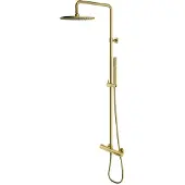 Omnires y - doucheset met thermostaat, diameter 25 cm, geborsteld messing