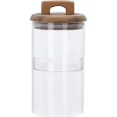 Excellent houseware Glasbehälter mit Holzdeckel und Silikondichtung zur Lebensmittelaufbewahrung