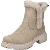 Rieker Damen Winterboot Stiefelette Reißverschluss Warmfutter Ziernaht kuscheliges Schaftende 72682, Größe:37 EU, Farbe:Beige