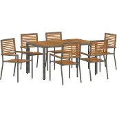 vidaXL Garten Essgruppe 7 Stk. Grau und Braun Poly-Rattan