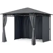 Blumfeldt Mondo - Pergola Partyzelt Gartenzelt Gazebo, Größe: 2,95 x 2,6 x 2,95 m (BxHxT), 4 Seitenteile, EasyMount Concept, Witterungsschutz: UV / Wind / Regen, dunkelgrau