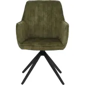 Mendler 2er-Set Esszimmerstuhl MCW-L79, Küchenstuhl Armlehne drehbar Auto-Return Samt 440g/m² Wildleder-Optik olivgrün