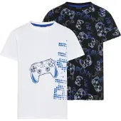 Kidsworld T-Shirt "2er Pack Shirts mit Gamer/Controller Print" Packung, 2, 2 tlg. Basic Passform, Rundhalsausschnitt, Allover-Druck, aus Baumwolle