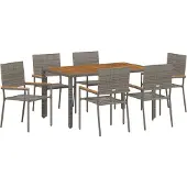 vidaXL Garten Essgruppe 7 Stk. Grau Poly-Rattan