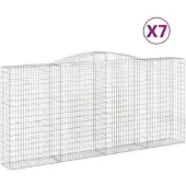 vidaXL Gabionen mit Hochbogen 7 Stk. 400x50x180/200cm Verzinktes Eisen