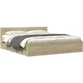 vidaXL Bettgestell mit Kopfteil Sonoma-Eiche 180x200 cm Holzwerkstoff