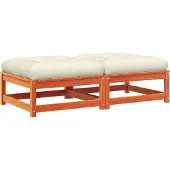 vidaXL Gartenhocker mit Kissen 2 Stk. Wachsbraun Massivholz Kiefer