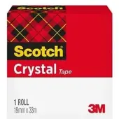 3M Scotch Crystal Klebeband, transparent, 1 Rolle, 19 mm x 33 m