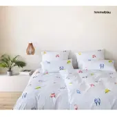 Elegante Mako-Satin Bettwäsche Lovebirds - 155x220 cm + 80x80 cmhimmelblau