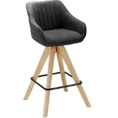 Bessagi Home Barhocker Leonie Dunkelgrau Webstoff Drehbar Gepolstert