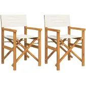 vidaXL Regiestühle 2 Stk. Klappbar Creme Massivholz Teak