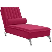 vidaXL Massage-Chaiselongue mit Nackenrolle Weinrot Samt