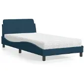 vidaXL Bett mit Matratze "Dover" Blau 100x200 cm Samt
