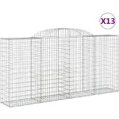 vidaXL Gabionen mit Hochbogen 13 Stk 300x50x140/160cm Verzinktes Eisen